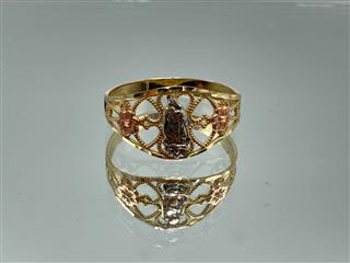 10K Tri-color Gold Our Lady of Guadalupe Ring 1.6g Size:8.5